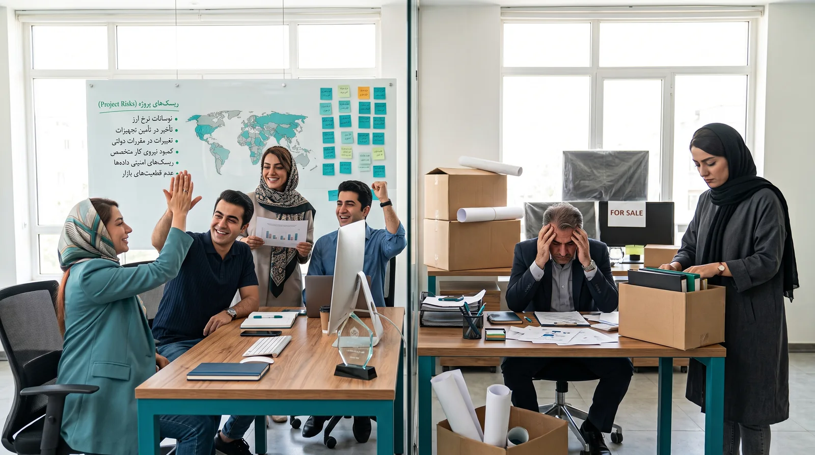 مقایسه تیم موفق در شناسایی و مدیریت ریسک‌های کسب و کار با شرکتی در آستانه تعطیلی