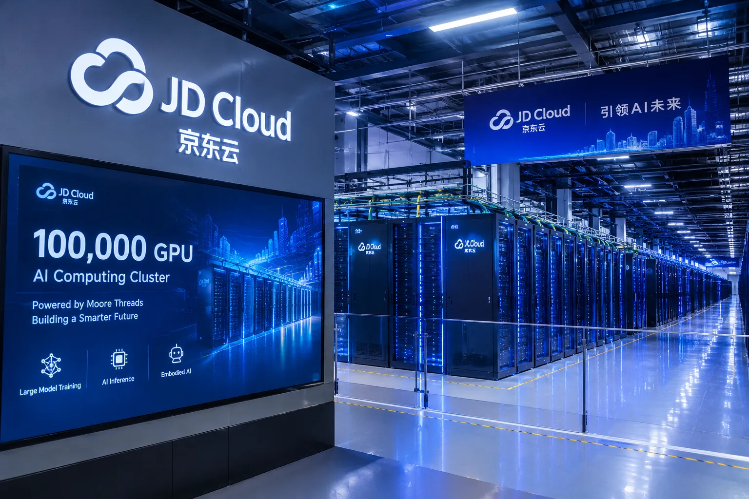 کلاستر ۱۰۰ هزار GPU شرکت JD Cloud با تراشه‌های Moore Threads برای هوش مصنوعی